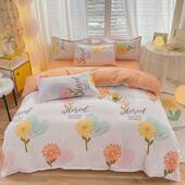 双人印花磨毛床上四件套斜纹植物羊绒三件套学生宿舍单人小清新4