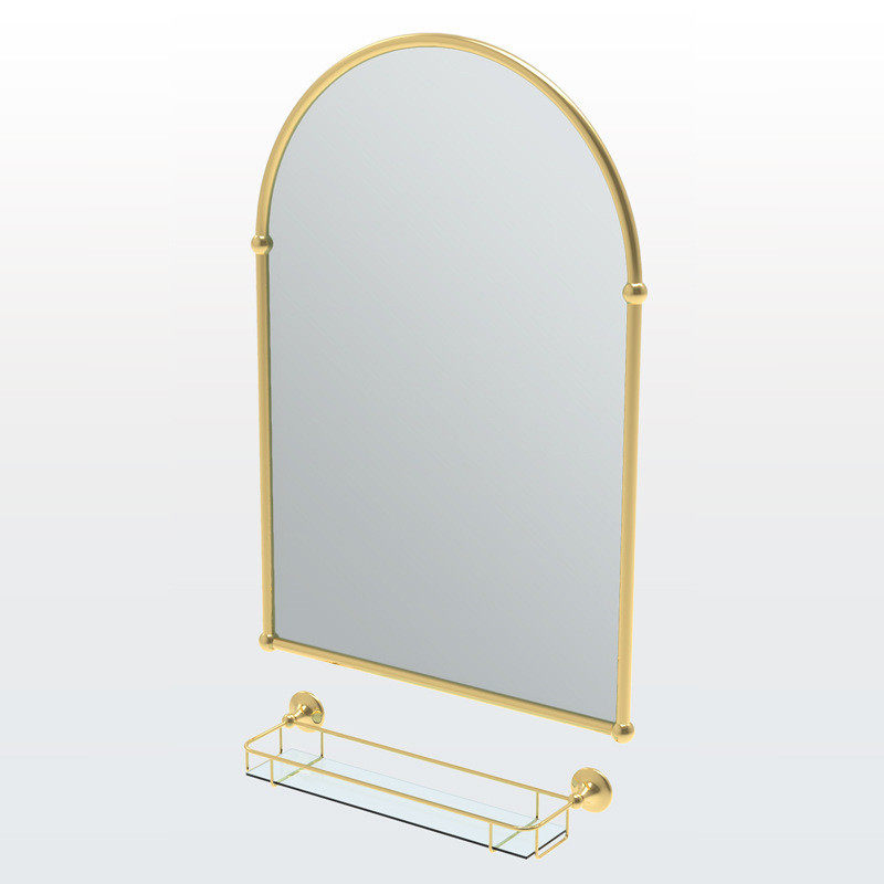 gz6m美景复古法式拱形智能浴室镜金色卫生间挂墙发光镜子黄铜梳妆