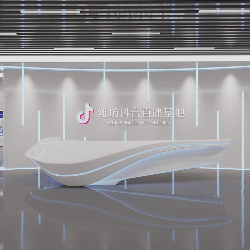 大型创意异形烤漆大堂公司前台接待台售楼部服务台吧台制