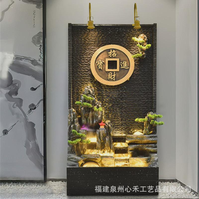 热销大型水幕墙假山流水摆件流水客厅鱼缸庭院水景店铺酒吧落地墙