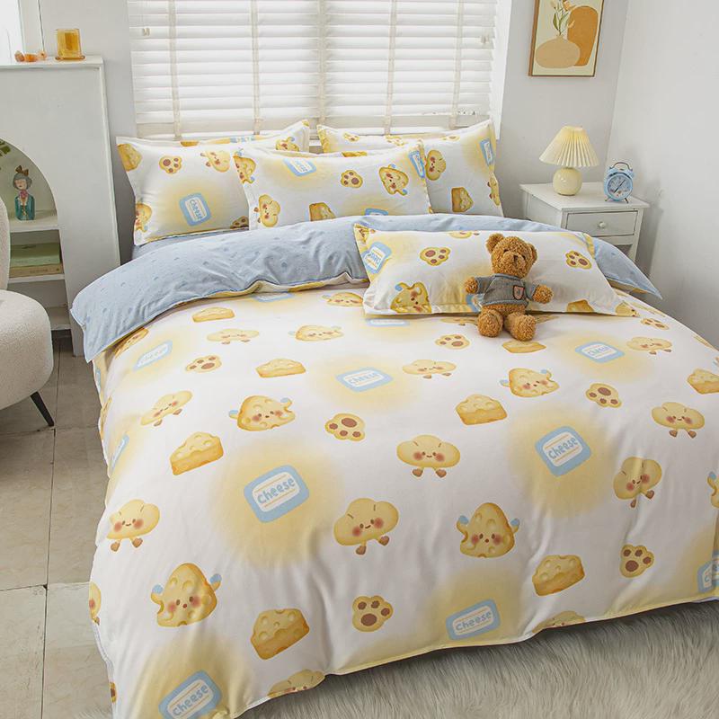 床单被套磨毛四件套小清新加厚新款学生水洗棉三件套床上用品
