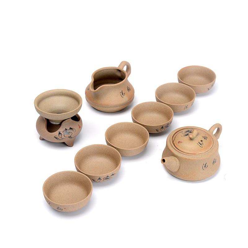 陶瓷年会礼品粗陶茶具套装办公家用陶瓷茶具组套茶壶盖碗泡茶器