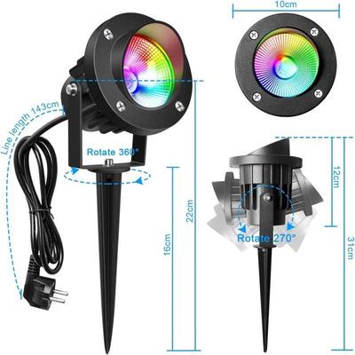 RGB草坪灯户外防水聚光花园景观投光灯25WRF无线遥控插地灯