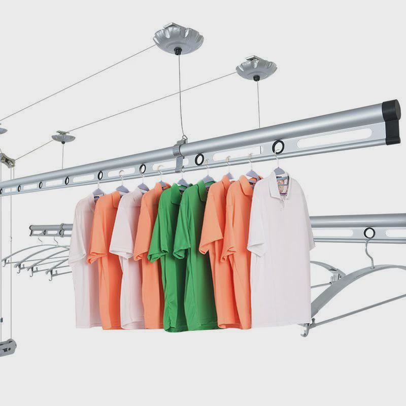 阳台手摇升降晾衣架双杆三杆单杆加筋加厚晒衣架室内多功能凉衣架