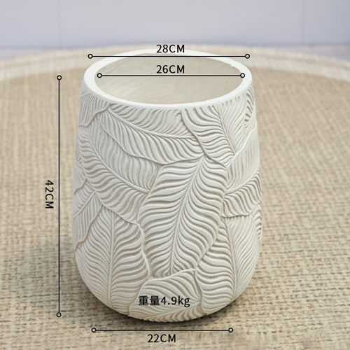 镁泥花盆简约落地风格仿古花盆北欧化艺术室外室内绿植盆栽水泥盆