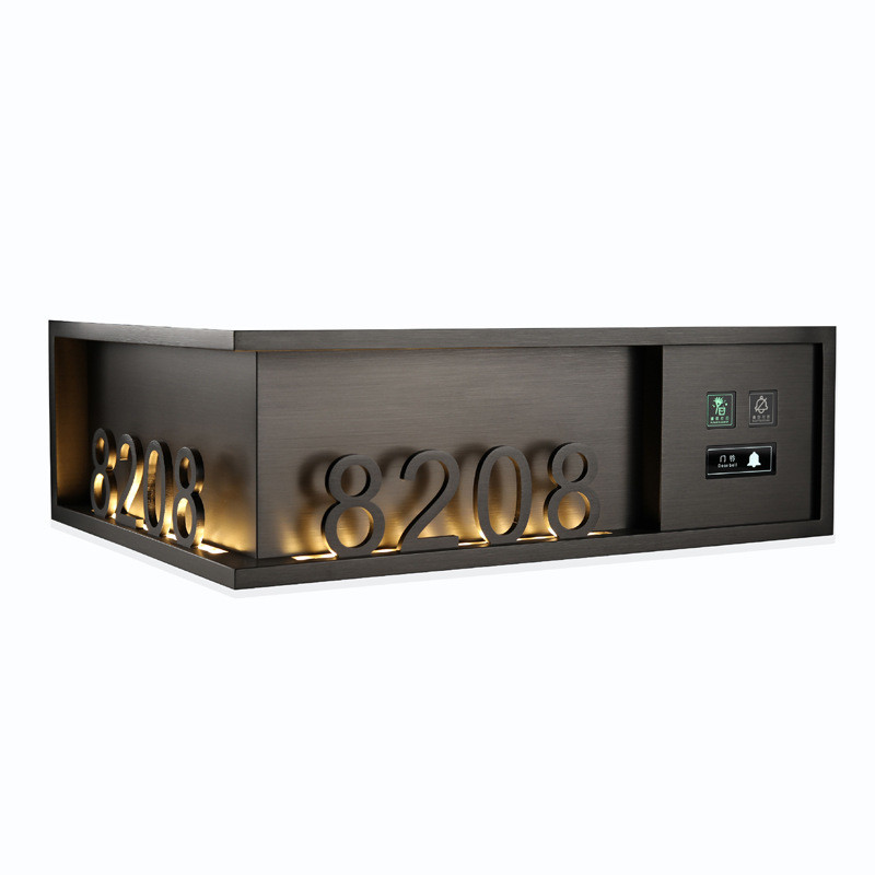 客房酒店门牌镶嵌式足浴不锈钢宾馆电竞发光门牌电子门铃转角门牌