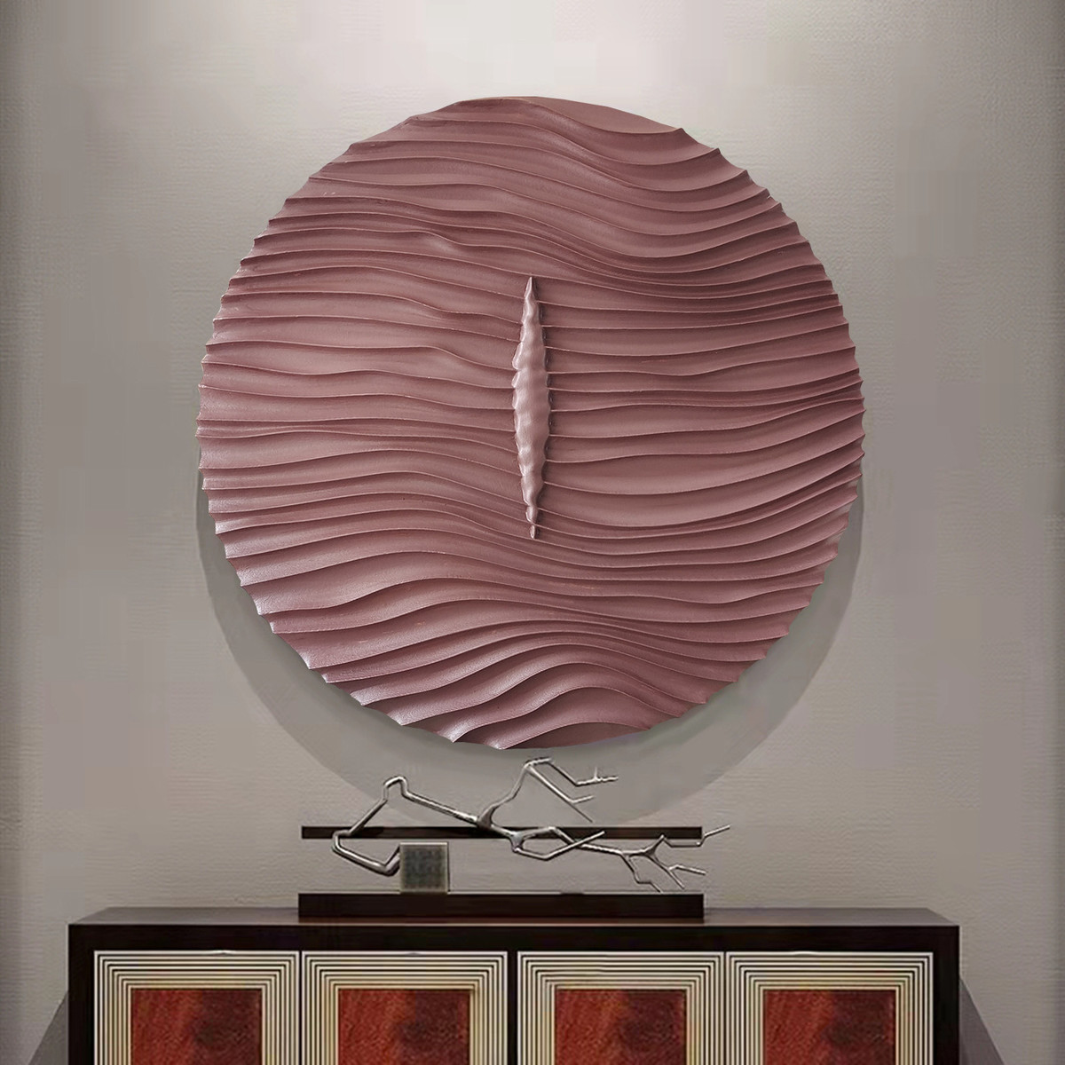 现代简约圆形个性3d立体木雕装饰画客厅餐厅沙发背景墙抽象装置画