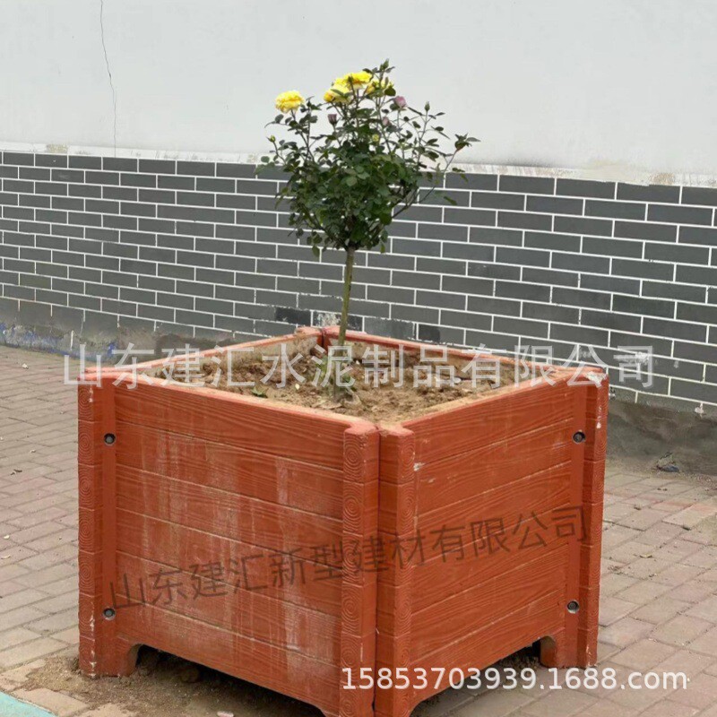 建汇户外水泥仿木纹花箱美丽乡村道路绿化钢筋混凝土花槽