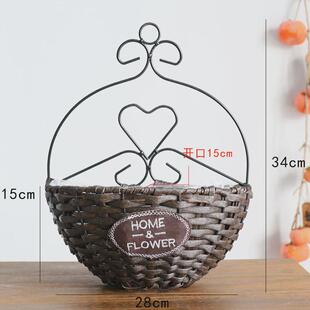 创意壁挂花篮藤编草编柳编花盆墙挂吊篮绿萝花盆墙面装饰手工新品