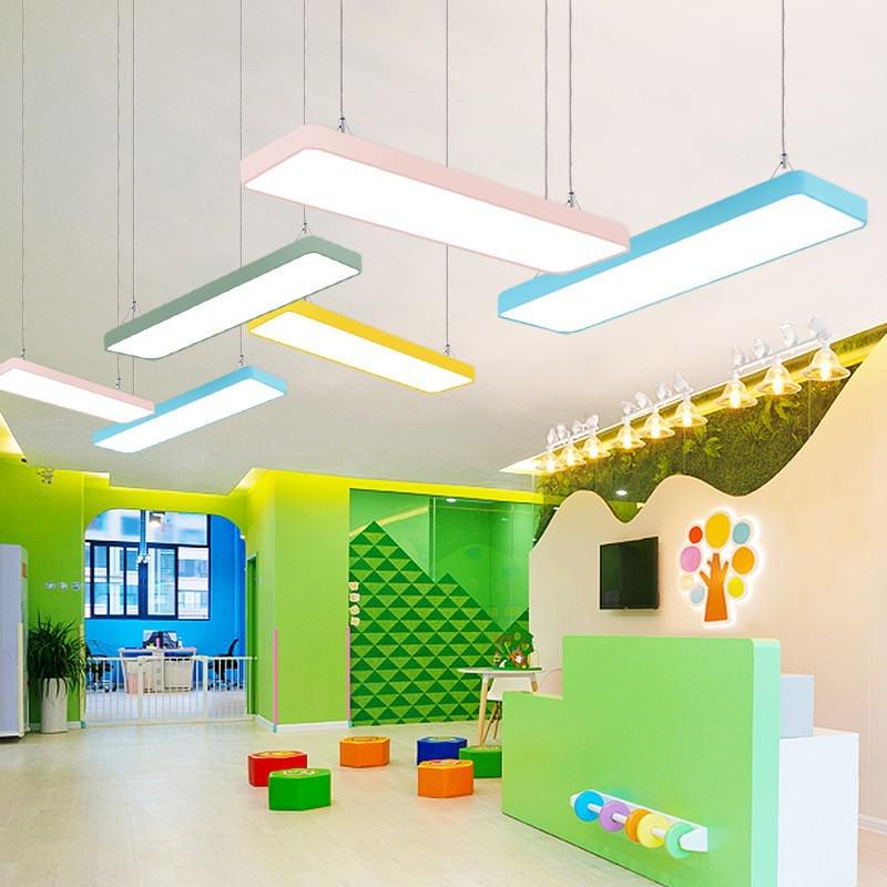 led长条灯幼儿园灯具培训班教室灯吊灯彩色吊灯店铺超市条形创意