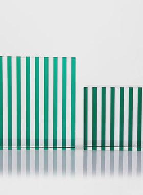 摆件装饰品现代简约水晶摆件彩色条纹方块软装书房摆件样板房摆件