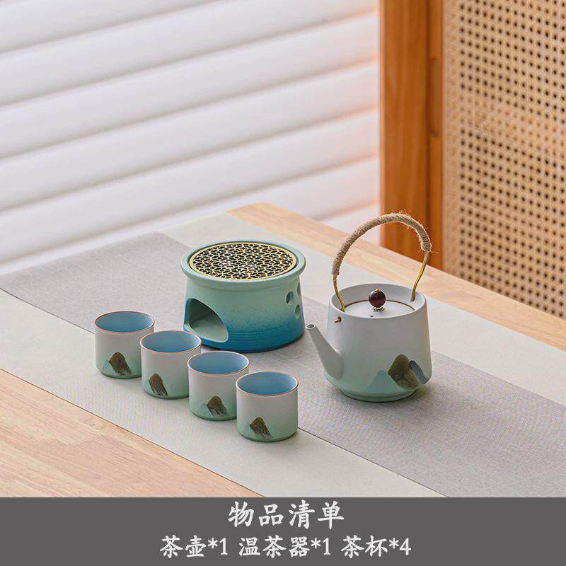 手温茶功夫茶具套装粗陶便携式彩山水茶壶茶杯公司年会礼品定logo