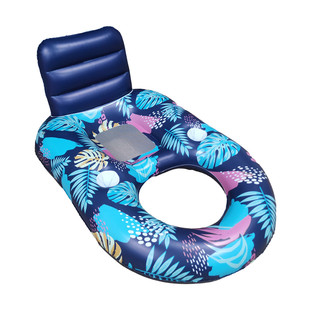 充气枫叶浮排发光泳圈led太阳能躺椅U型遮阳座椅网布洞洞水上浮床