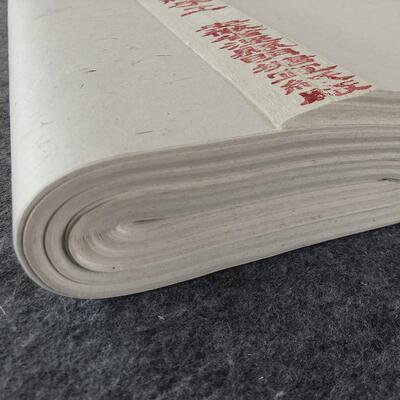 纯手工麻纸宣纸国画书法作品纸古法生宣半生半熟四尺六尺安徽泾县