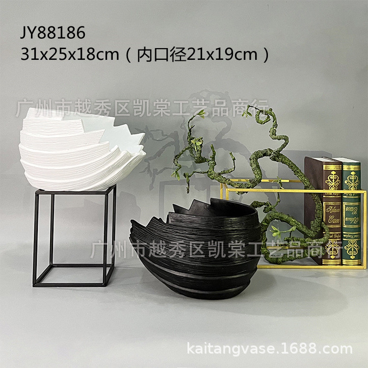 创意时尚桌面摆件树脂花盆艺术花艺器客厅餐桌玄关开业干花装饰