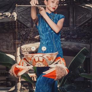 王的手创中秋节全新螃蟹灯手工diy材料灯笼竹编花灯古风中式手提