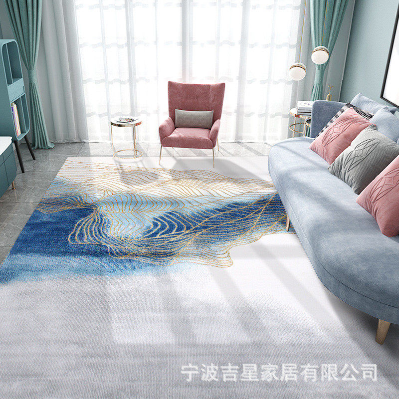 客厅茶几新中式轻奢地毯卧室床边垫时尚家用简约现代机织短绒地毯