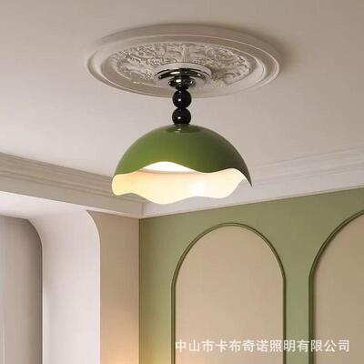 奶油风蛋壳法式中古餐厅吊灯美式风吧台餐桌灯日式侘寂复古饭厅灯