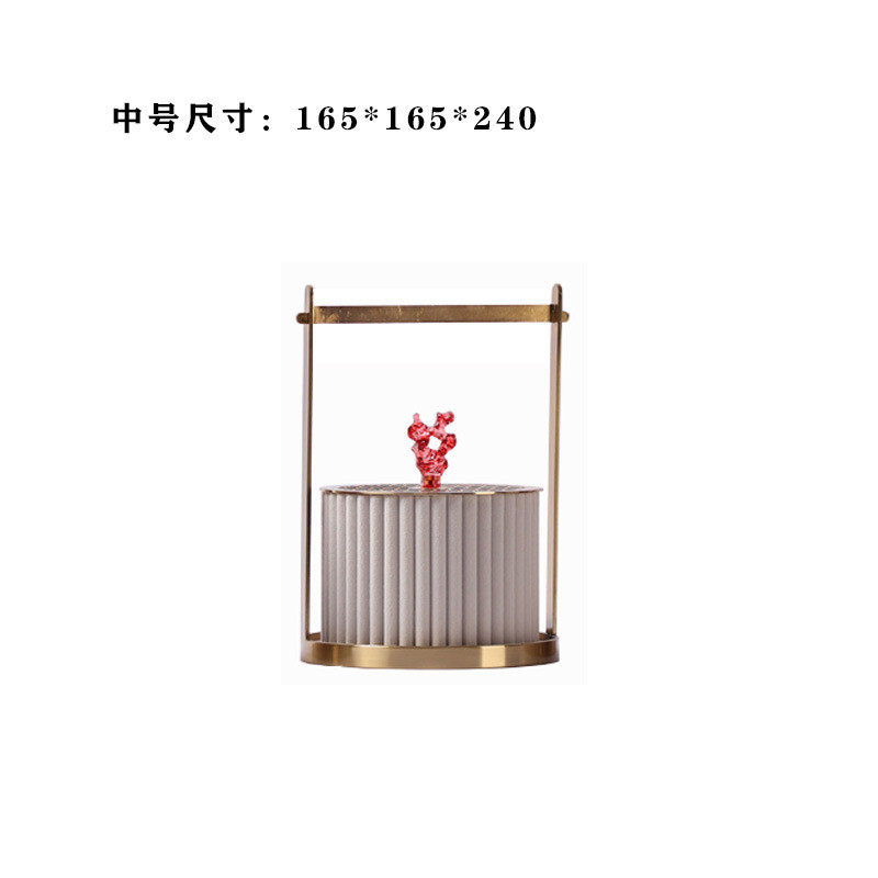 创意摆件现代树脂金属提盒摆件客厅茶几博古架玄关家居饰品新中式