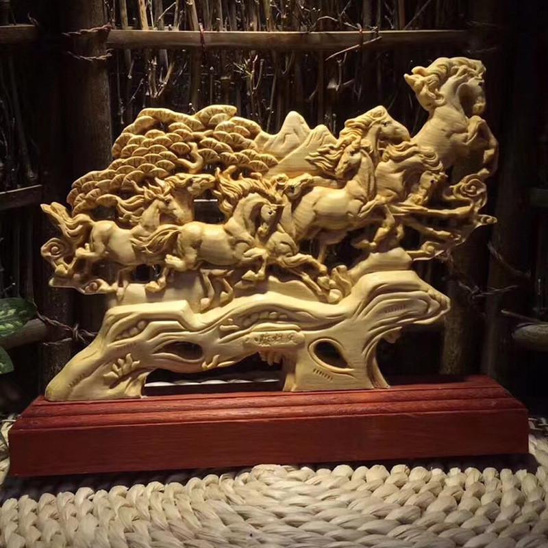 桧木八骏雄风23-18-5家居摆饰客厅摆件书房装饰送礼品供应出售