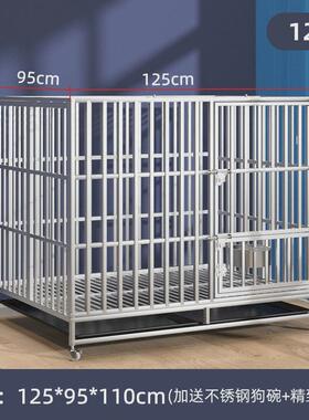 狗笼子不锈钢304狗笼子大型中型犬折叠带厕所室内加粗拉布拉多