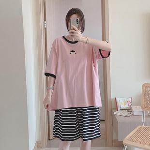 夏天哺乳睡衣夏装套装孕妇大码200斤纯棉产后月子服喂奶衣薄