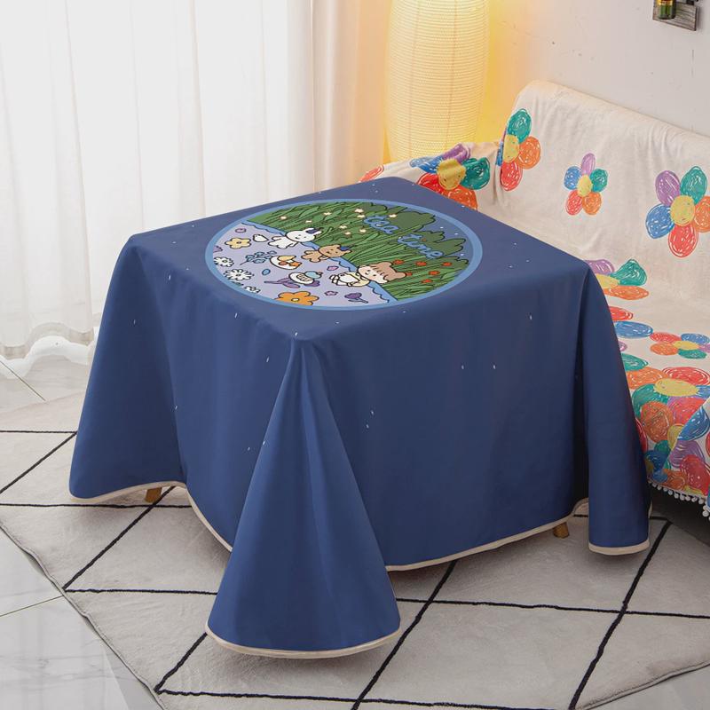 卡通插画防水加厚烤火炉电暖桌布取暖桌罩电暖炉夹罩罩冬季烤火棉