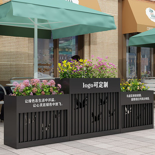 户外组合花箱金属可印字店装 隔断镂空可种植广场售楼部铁艺花箱