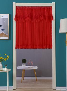 4y新款喜红色陪嫁结婚女方门帘半帘结婚房门卧室装饰布艺蕾丝免