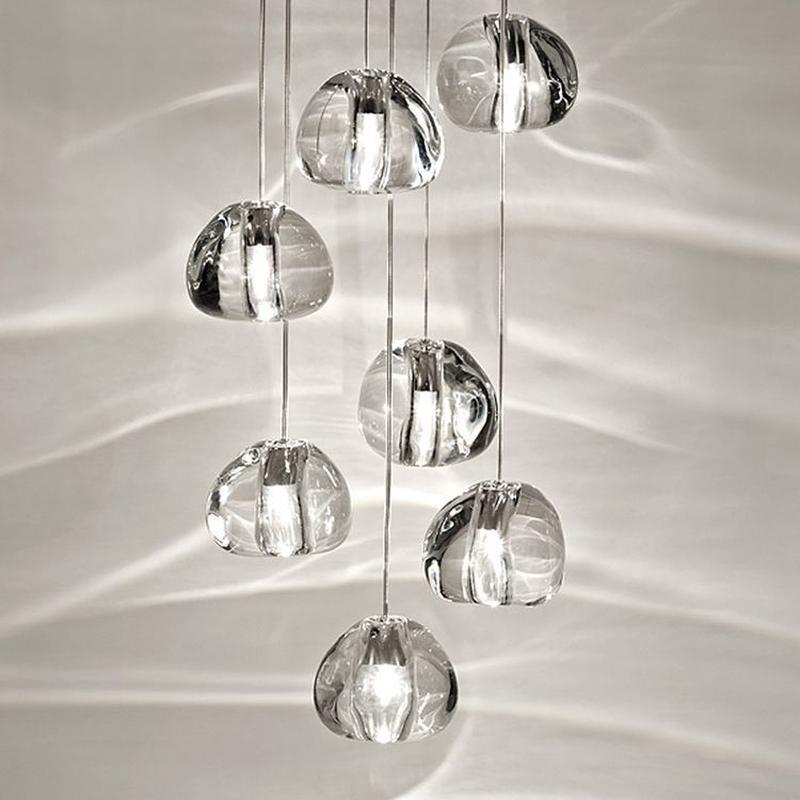 客厅吊灯别墅复式楼梯间旋转水晶灯具后现代简约餐厅北欧饭厅创意