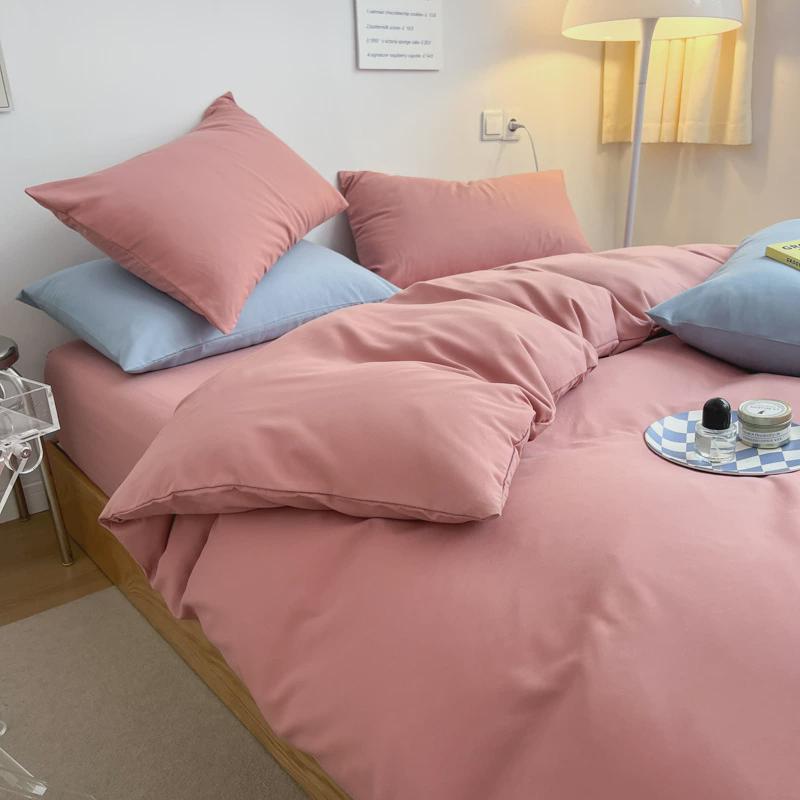 ins水洗棉四件套学生宿舍批发床单被套三件套床上四件套厂家格子.