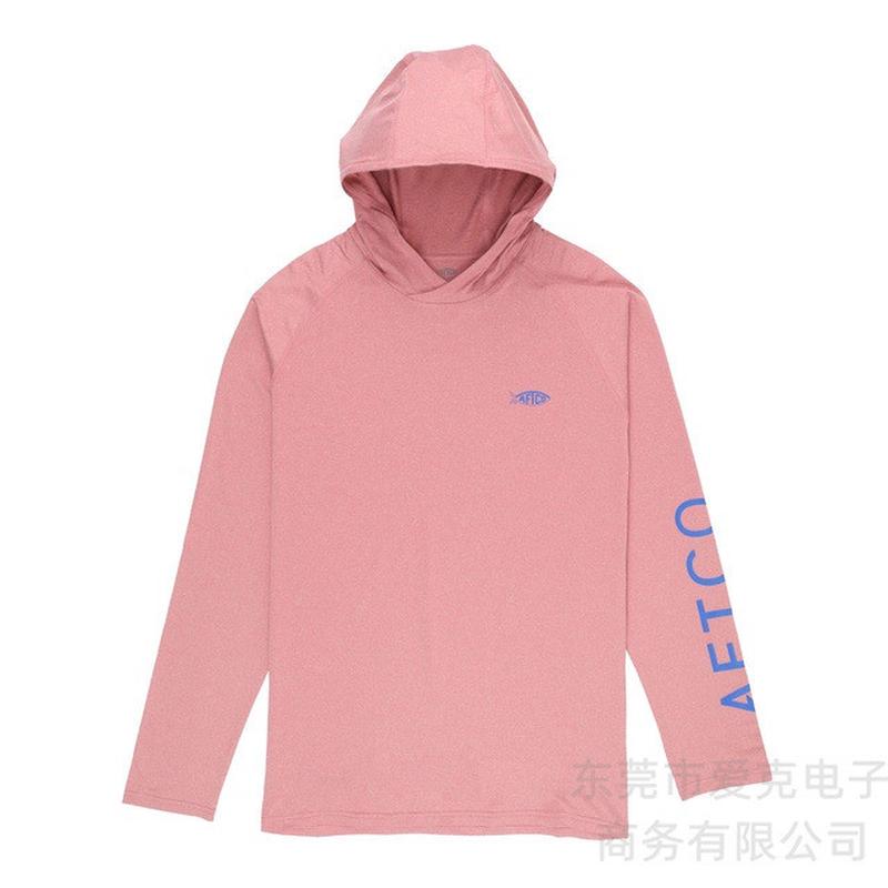 aftco钓鱼服速干运动衫夏季防晒户外垂钓服透气连帽衫男式长袖上