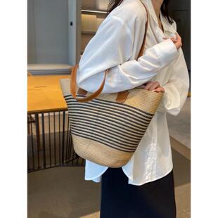 新品 通勤韩国草编包百搭休闲单肩腋 大容量包包女士2025新款 潮时尚