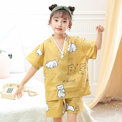 儿童全棉男童女童纯棉大童小童汗蒸服卡通小孩浴服温泉洗浴桑新款