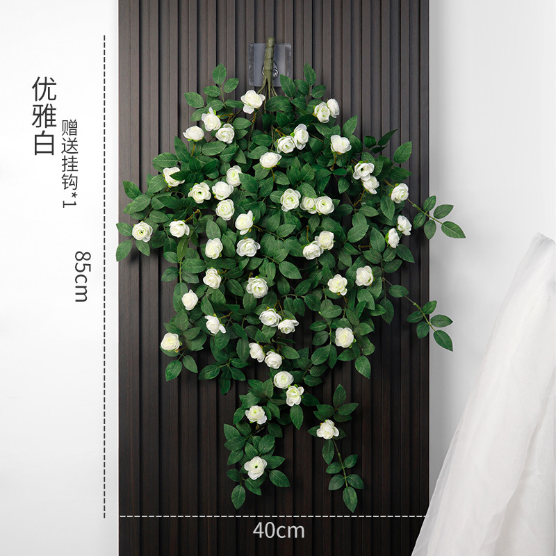 加世仿真玫瑰假花藤条蔓壁挂缠绕空调水装饰遮挡管道客厅吊顶塑料