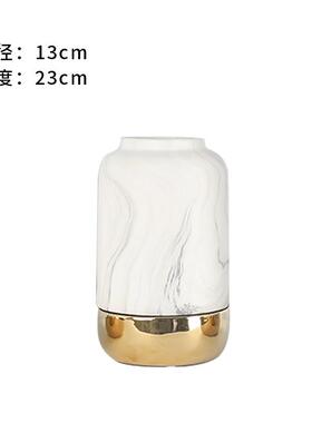 电镀大理石纹陶瓷花瓶北欧风格金色花器干花花瓶家居客厅装饰摆件