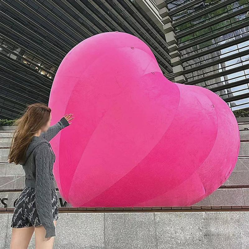 情人节520充气毛绒爱心形网红气球求婚礼户外布置装饰活动PVC气模