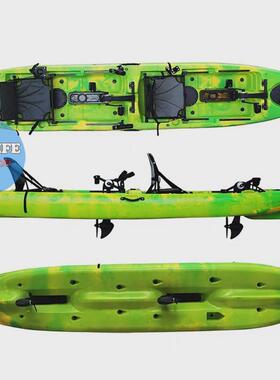 热销新款双人脚踏皮划艇钓鱼皮划艇2人独木舟带座椅脚踏轻松前行