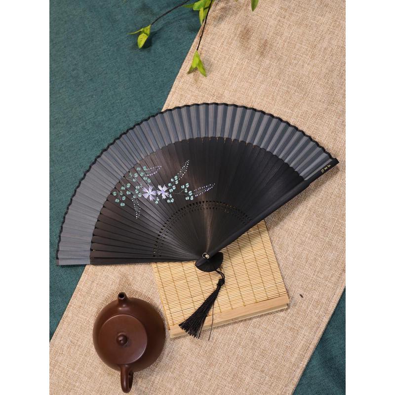 A6L杭州扇子6寸手绘真丝绢扇风古风扇古典女折扇
