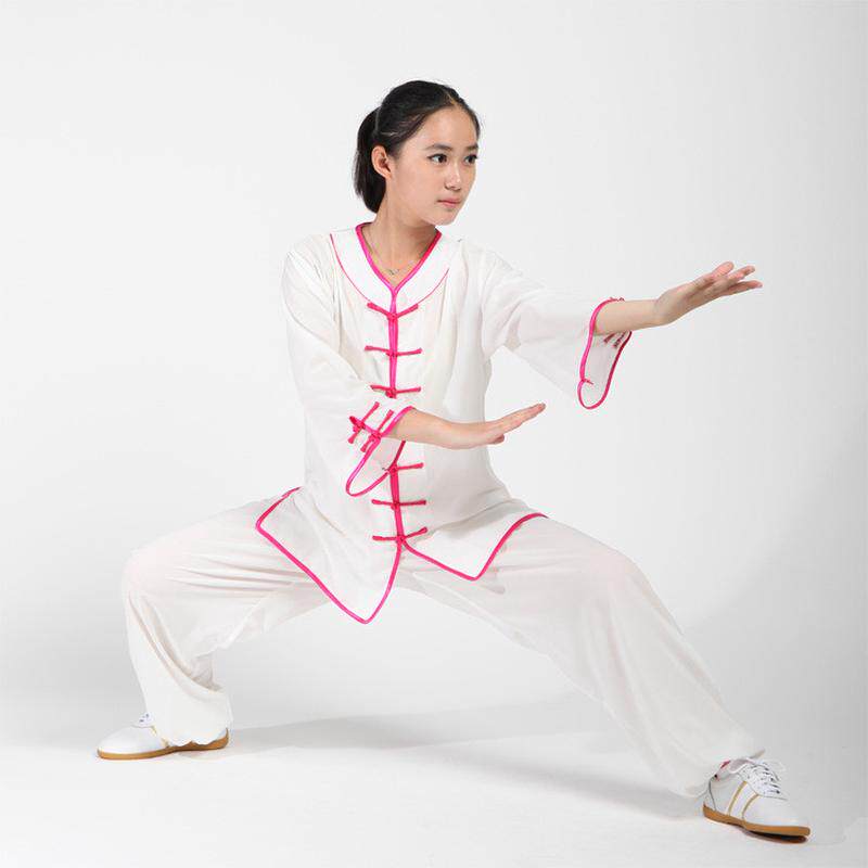 劲极春夏季棉加丝中袖太极服女士练功服花扣木兰服表演服晨练服装