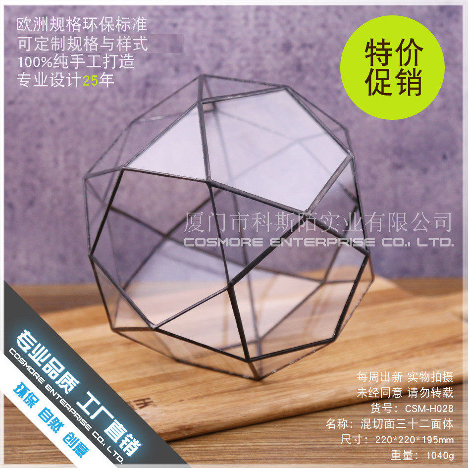 微景观雨林造景生态瓶玻璃器皿容器花房透明创意花盆三十二面体
