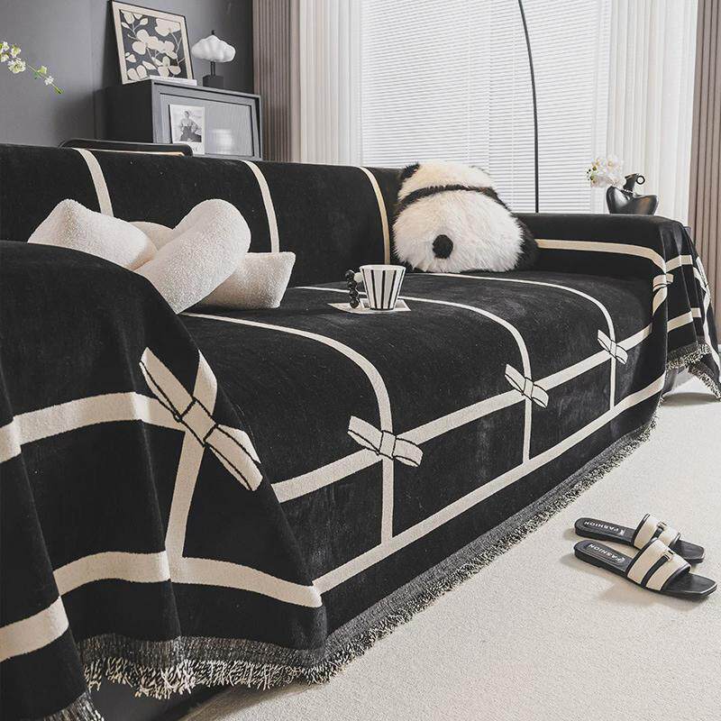 英伦风四季通用沙发全盖布雪尼尔防猫爪防滑沙发毯子一体式沙发巾