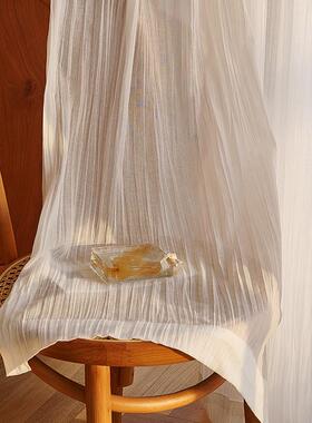 2v06皱的美学」压皱白纱轻奢 制法式定窗帘卧室纱帘白色半透光纱