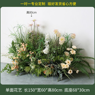 小型酒店造景室内布置装饰假花丛狗尾巴草仿真绿植样板房角落景观