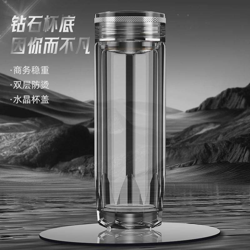 加厚玻璃杯时尚底耐热玻璃杯男女通用杯大容杯双层量杯防烫泡茶杯