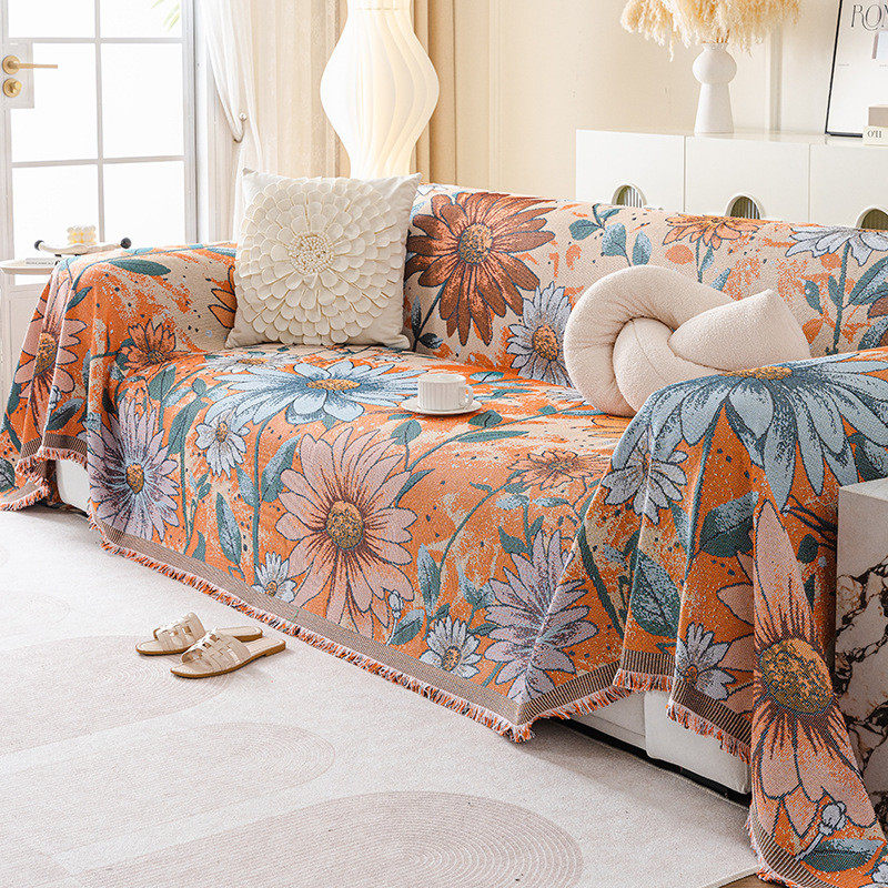 星空棉麻沙发巾四季通用全包沙发套防尘罩客厅一片式沙发大盖布垫