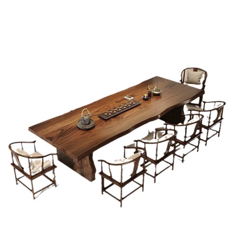 新中式实木大板桌酒店茶室接待洽谈泡茶桌子茶桌椅组合茶台全实木