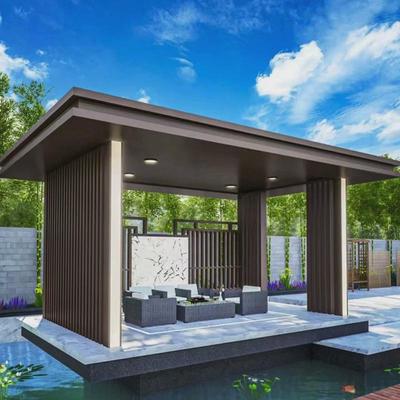 新中式铝合金凉亭四六八角户外防雨遮阳棚庭院园林景观亭子定制