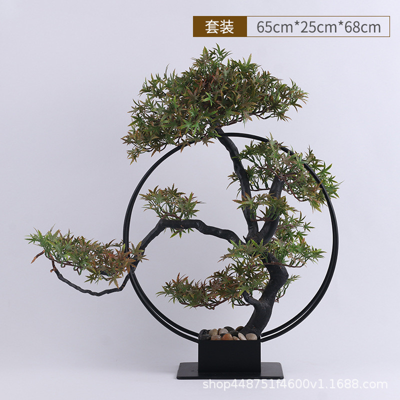 新中式仿真枫叶工艺品摆件沙发边几装饰品酒店电视柜前台软装配饰
