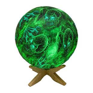 万圣节礼品月球灯儿童创意蓝色彩绘台灯骷髅led3d小夜灯 新款